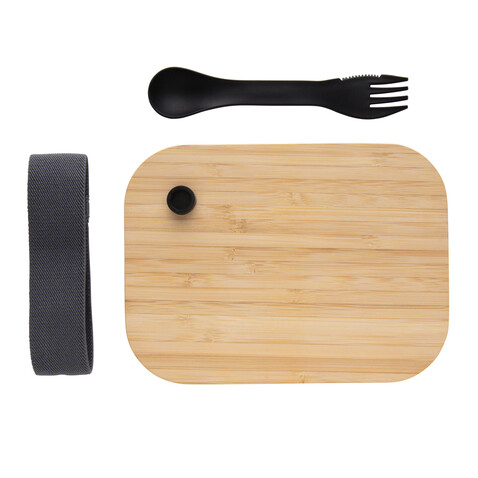 Lunch-Box aus Glas mit Bambusdeckel transparent bedrucken, Art.-Nr. P269.560