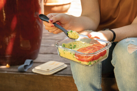 Lunch-Box aus Glas mit Bambusdeckel transparent bedrucken, Art.-Nr. P269.560