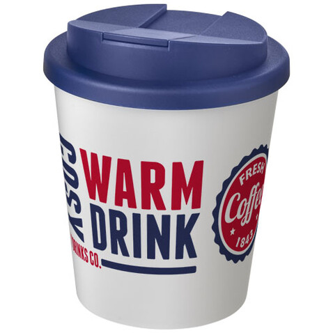 Americano® Espresso 250 ml Isolierbecher mit auslaufsicherem Schraubverschluss, weiss, blau bedrucken, Art.-Nr. 21069901 Americano® Espresso 250 ml Isolierbecher mit auslaufsicherem Schraubverschluss, weiss, blau bedrucken, Art.-Nr. 21069901