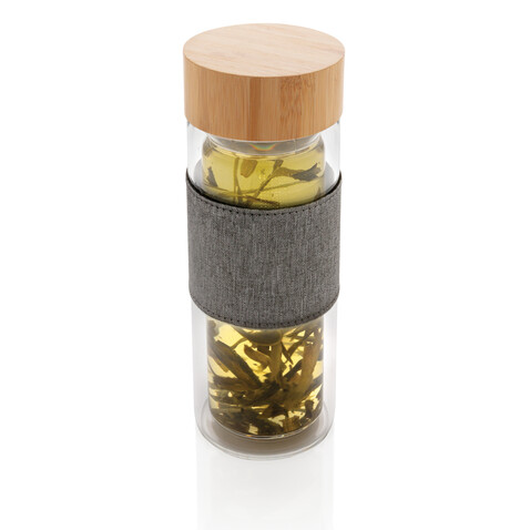Impact doppelwandige Borosilikatglas-Flasche transparent, grau bedrucken, Art.-Nr. P436.780 Impact doppelwandige Borosilikatglas-Flasche transparent, grau bedrucken, Art.-Nr. P436.780