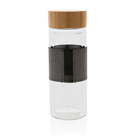 Impact doppelwandige Borosilikatglas-Flasche transparent, grau bedrucken, Art.-Nr. P436.780 Impact doppelwandige Borosilikatglas-Flasche transparent, grau bedrucken, Art.-Nr. P436.780
