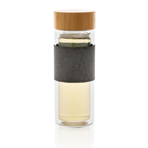 Impact doppelwandige Borosilikatglas-Flasche transparent, grau bedrucken, Art.-Nr. P436.780 Impact doppelwandige Borosilikatglas-Flasche transparent, grau bedrucken, Art.-Nr. P436.780