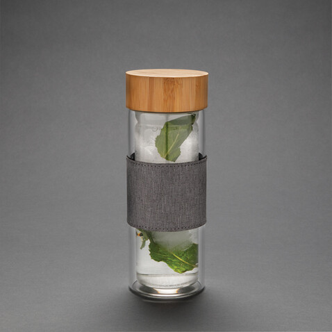 Impact doppelwandige Borosilikatglas-Flasche transparent, grau bedrucken, Art.-Nr. P436.780 Impact doppelwandige Borosilikatglas-Flasche transparent, grau bedrucken, Art.-Nr. P436.780