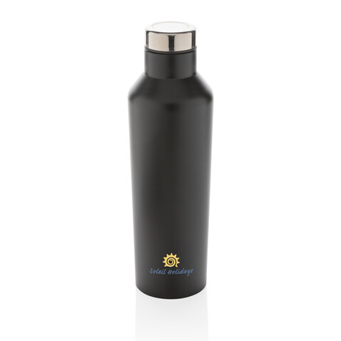 Moderne Vakuum-Flasche aus Stainless Steel schwarz bedrucken, Art.-Nr. P436.761 Moderne Vakuum-Flasche aus Stainless Steel schwarz bedrucken, Art.-Nr. P436.761