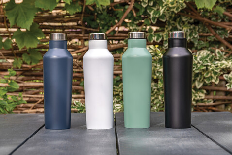 Moderne Vakuum-Flasche aus Stainless Steel schwarz bedrucken, Art.-Nr. P436.761 Moderne Vakuum-Flasche aus Stainless Steel schwarz bedrucken, Art.-Nr. P436.761