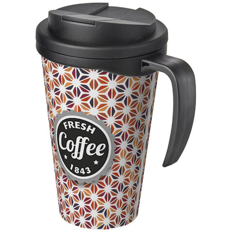 Brite-Ameriano® Grande 350 ml Isolierbecher mit auslaufsicherem Schraubverschluss, schwarz, schwarz bedrucken, Art.-Nr. 21042000