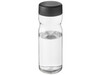 H2O Active® Base 650 ml Sportflasche mit Drehdeckel, transparent, schwarz bedrucken, Art.-Nr. 21043100