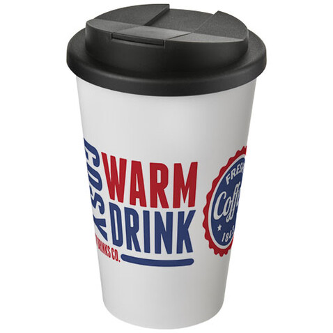 Americano® 350 ml Isolierbecher mit auslaufsicherem Schraubverschluss, weiss, schwarz bedrucken, Art.-Nr. 21069500 Americano® 350 ml Isolierbecher mit auslaufsicherem Schraubverschluss, weiss, schwarz bedrucken, Art.-Nr. 21069500