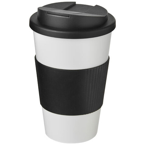 Americano® 350 ml Isolierbecher mit Schutzring & auslaufsicherem Schraubverschluss, weiss, schwarz bedrucken, Art.-Nr. 21069600 Americano® 350 ml Isolierbecher mit Schutzring & auslaufsicherem Schraubverschluss, weiss, schwarz bedrucken, Art.-Nr. 21069600