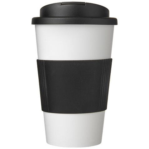 Americano® 350 ml Isolierbecher mit Schutzring & auslaufsicherem Schraubverschluss, weiss, schwarz bedrucken, Art.-Nr. 21069600 Americano® 350 ml Isolierbecher mit Schutzring & auslaufsicherem Schraubverschluss, weiss, schwarz bedrucken, Art.-Nr. 21069600