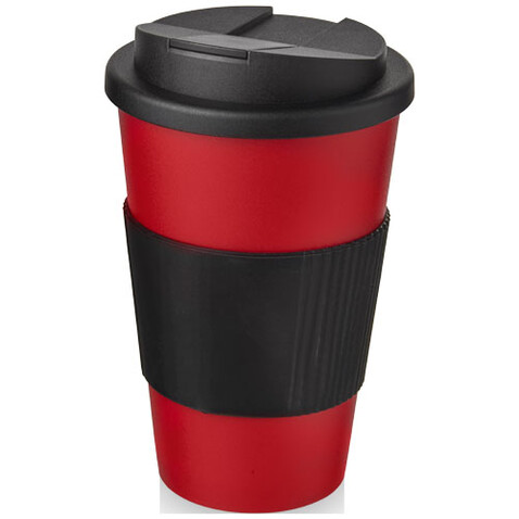 Americano® 350 ml Isolierbecher mit Schutzring & auslaufsicherem Schraubverschluss, rot, schwarz bedrucken, Art.-Nr. 21069616 Americano® 350 ml Isolierbecher mit Schutzring & auslaufsicherem Schraubverschluss, rot, schwarz bedrucken, Art.-Nr. 21069616