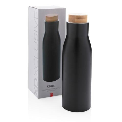 Clima auslaufsichere Vakuum-Flasche schwarz bedrucken, Art.-Nr. P436.611 Clima auslaufsichere Vakuum-Flasche schwarz bedrucken, Art.-Nr. P436.611