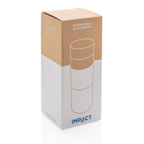 Impact doppelwandige Borosilikatglas-Flasche transparent, grau bedrucken, Art.-Nr. P436.780 Impact doppelwandige Borosilikatglas-Flasche transparent, grau bedrucken, Art.-Nr. P436.780