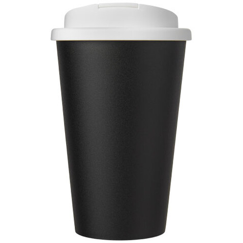 Americano® Eco 350 ml recycelter Becher mit auslaufsicherem Deckel, weiss, schwarz bedrucken, Art.-Nr. 21042501