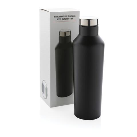 Moderne Vakuum-Flasche aus Stainless Steel schwarz bedrucken, Art.-Nr. P436.761 Moderne Vakuum-Flasche aus Stainless Steel schwarz bedrucken, Art.-Nr. P436.761
