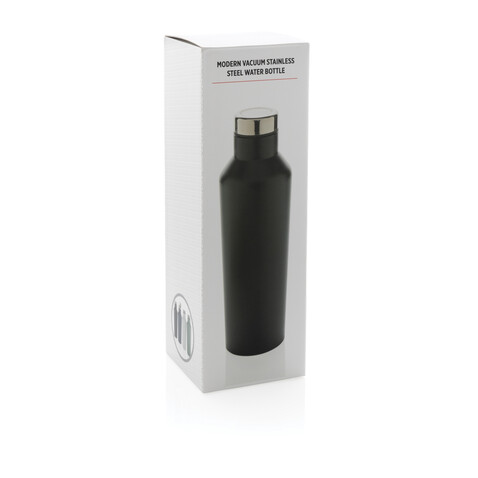 Moderne Vakuum-Flasche aus Stainless Steel schwarz bedrucken, Art.-Nr. P436.761 Moderne Vakuum-Flasche aus Stainless Steel schwarz bedrucken, Art.-Nr. P436.761