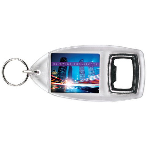 Jibe R1 Flaschenöffner Schlüsselanhänger, transparent klar bedrucken, Art.-Nr. 21055000