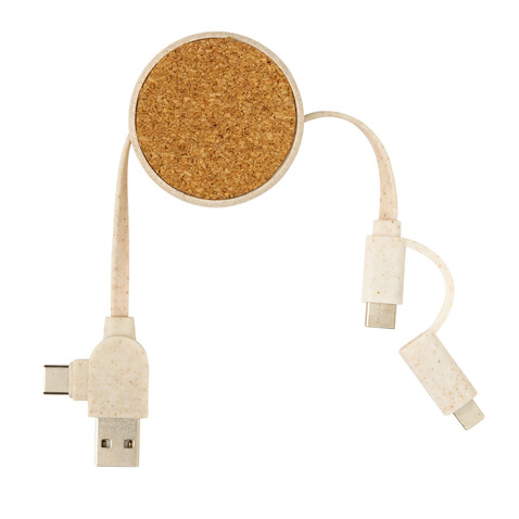 Kork und Weizen 6-in-1 Ladekabel khaki bedrucken, Art.-Nr. P302.369 Kork und Weizen 6-in-1 Ladekabel khaki bedrucken, Art.-Nr. P302.369