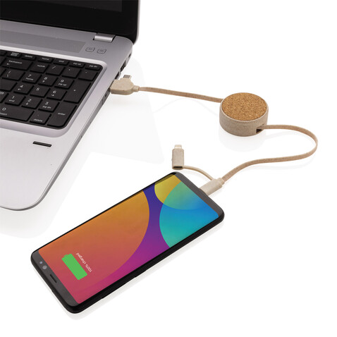 Kork und Weizen 6-in-1 Ladekabel khaki bedrucken, Art.-Nr. P302.369 Kork und Weizen 6-in-1 Ladekabel khaki bedrucken, Art.-Nr. P302.369