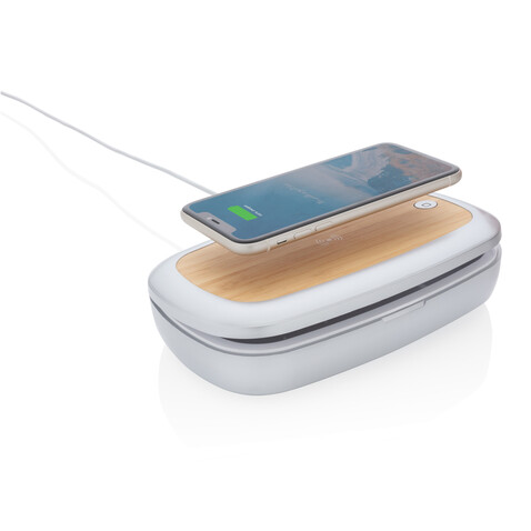 Rena UV-C Sterilisations-Box mit 5W Wireless Charger grau bedrucken, Art.-Nr. P301.132 Rena UV-C Sterilisations-Box mit 5W Wireless Charger grau bedrucken, Art.-Nr. P301.132