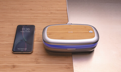 Rena UV-C Sterilisations-Box mit 5W Wireless Charger grau bedrucken, Art.-Nr. P301.132 Rena UV-C Sterilisations-Box mit 5W Wireless Charger grau bedrucken, Art.-Nr. P301.132