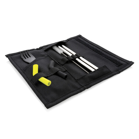 Tierra 2-teiliges Trinkhalm- und Besteckset schwarz bedrucken, Art.-Nr. P269.551 Tierra 2-teiliges Trinkhalm- und Besteckset schwarz bedrucken, Art.-Nr. P269.551