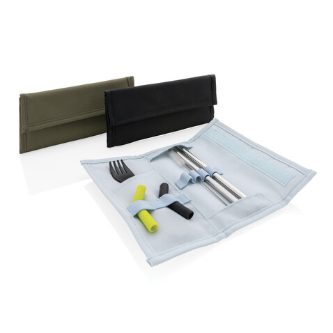 Tierra 2-teiliges Trinkhalm- und Besteckset schwarz bedrucken, Art.-Nr. P269.551 Tierra 2-teiliges Trinkhalm- und Besteckset schwarz bedrucken, Art.-Nr. P269.551