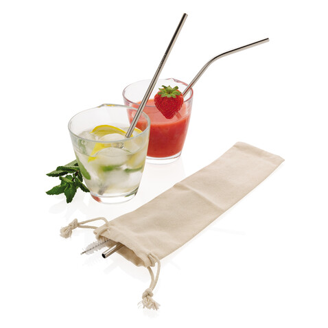 3-teiliges Trinkhalm-Set aus Stainless Steel silber bedrucken, Art.-Nr. P269.572 3-teiliges Trinkhalm-Set aus Stainless Steel silber bedrucken, Art.-Nr. P269.572