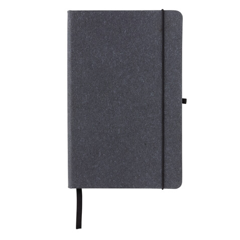 A5 Hardcover Notizbuch aus GRS recyceltem PU grau bedrucken, Art.-Nr. P774.202