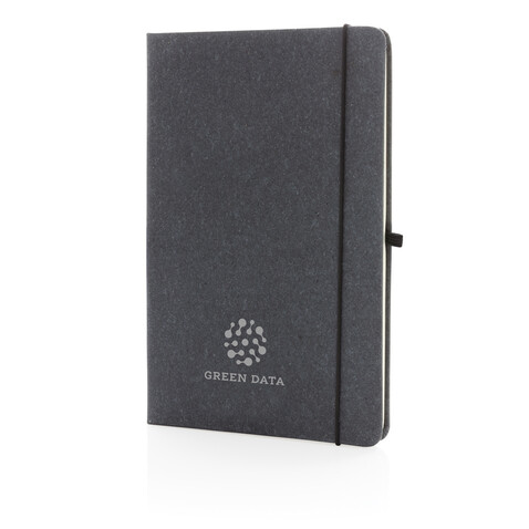 A5 Hardcover Notizbuch aus GRS recyceltem PU grau bedrucken, Art.-Nr. P774.202