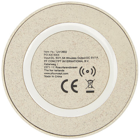 Naka kabelloses 5W Ladepad aus Weizenstroh, beige bedrucken, Art.-Nr. 12413602 Naka kabelloses 5W Ladepad aus Weizenstroh, beige bedrucken, Art.-Nr. 12413602