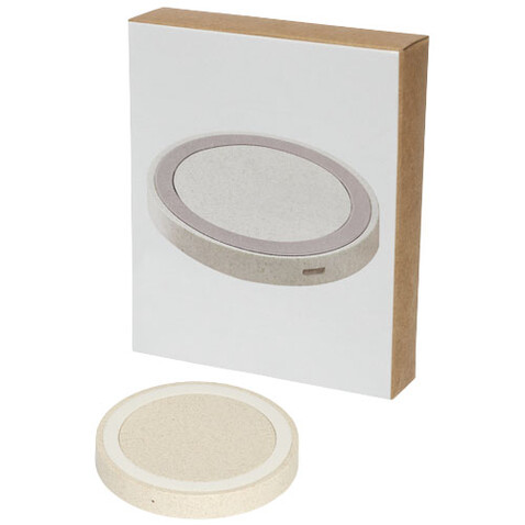Naka kabelloses 5W Ladepad aus Weizenstroh, beige bedrucken, Art.-Nr. 12413602 Naka kabelloses 5W Ladepad aus Weizenstroh, beige bedrucken, Art.-Nr. 12413602
