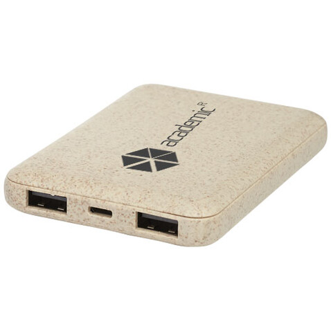 Asama 5000 mAh Powerbank aus Weizenstroh, beige bedrucken, Art.-Nr. 12413702 Asama 5000 mAh Powerbank aus Weizenstroh, beige bedrucken, Art.-Nr. 12413702