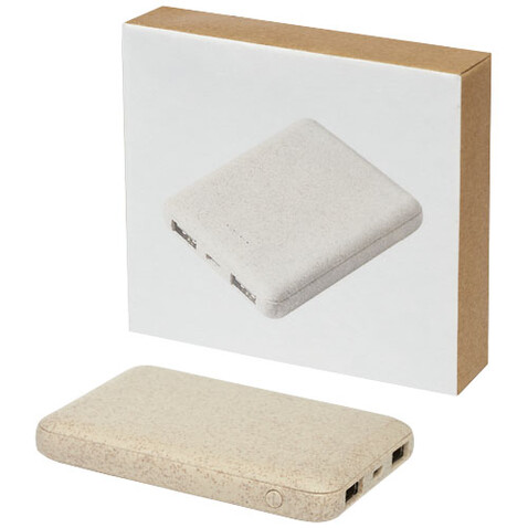 Asama 5000 mAh Powerbank aus Weizenstroh, beige bedrucken, Art.-Nr. 12413702 Asama 5000 mAh Powerbank aus Weizenstroh, beige bedrucken, Art.-Nr. 12413702