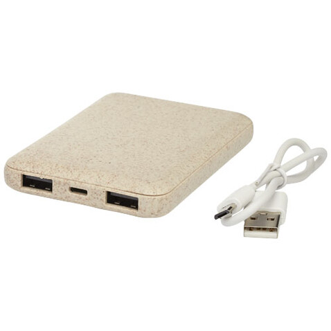 Asama 5000 mAh Powerbank aus Weizenstroh, beige bedrucken, Art.-Nr. 12413702 Asama 5000 mAh Powerbank aus Weizenstroh, beige bedrucken, Art.-Nr. 12413702