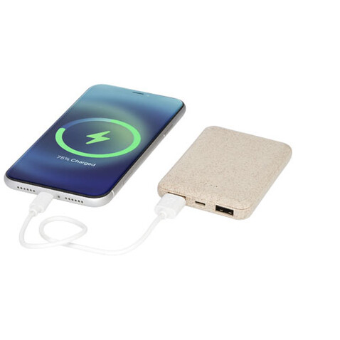 Asama 5000 mAh Powerbank aus Weizenstroh, beige bedrucken, Art.-Nr. 12413702 Asama 5000 mAh Powerbank aus Weizenstroh, beige bedrucken, Art.-Nr. 12413702