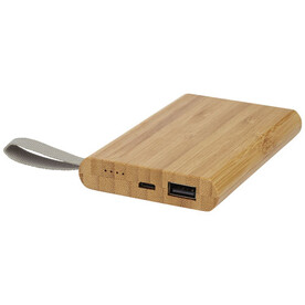 Tulda 5000 mAh Powerbank aus Bambus, natur bedrucken, Art.-Nr. 12414571