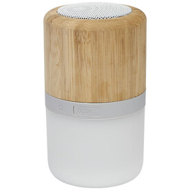 Aurea Bluetooth® Lautsprecher aus Bambus mit Licht, natur bedrucken, Art.-Nr. 12415171