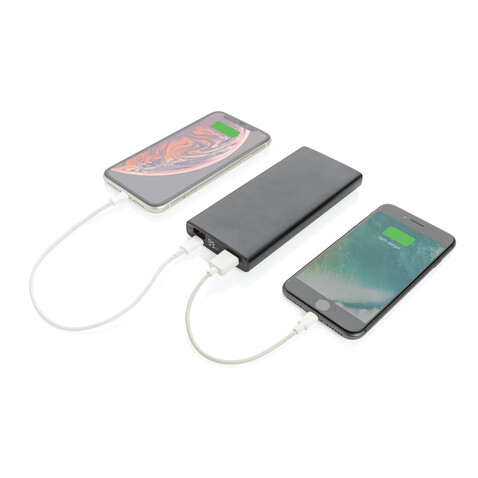 18W PD Powerbank mit 10.000 mAh aus Aluminium schwarz bedrucken, Art.-Nr. P322.241