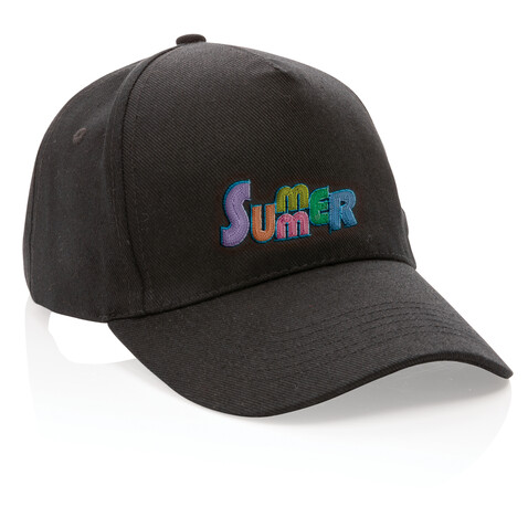 Impact 5 Panel Kappe aus 280gr rCotton mit AWARE™ Tracer schwarz bedrucken, Art.-Nr. P453.311 Impact 5 Panel Kappe aus 280gr rCotton mit AWARE™ Tracer schwarz bedrucken, Art.-Nr. P453.311