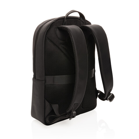 Swiss Peak Deluxe PU Laptop-Rucksack, PVC-frei schwarz bedrucken, Art.-Nr. P762.561 Swiss Peak Deluxe PU Laptop-Rucksack, PVC-frei schwarz bedrucken, Art.-Nr. P762.561