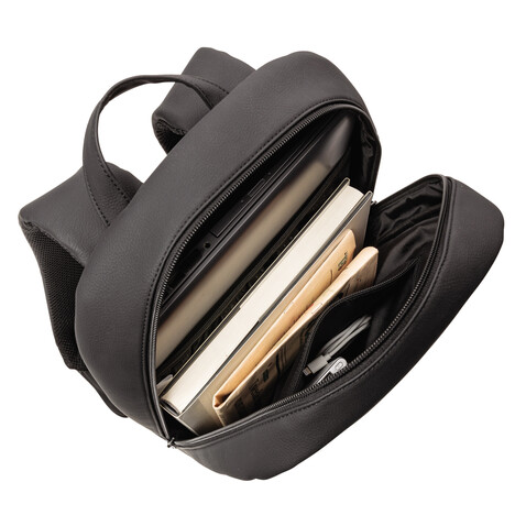 Swiss Peak Deluxe PU Laptop-Rucksack, PVC-frei schwarz bedrucken, Art.-Nr. P762.561 Swiss Peak Deluxe PU Laptop-Rucksack, PVC-frei schwarz bedrucken, Art.-Nr. P762.561