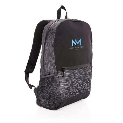 Reflektierender RPET Laptop-Rucksack mit AWARE™ Tracer schwarz bedrucken, Art.-Nr. P762.601 Reflektierender RPET Laptop-Rucksack mit AWARE™ Tracer schwarz bedrucken, Art.-Nr. P762.601
