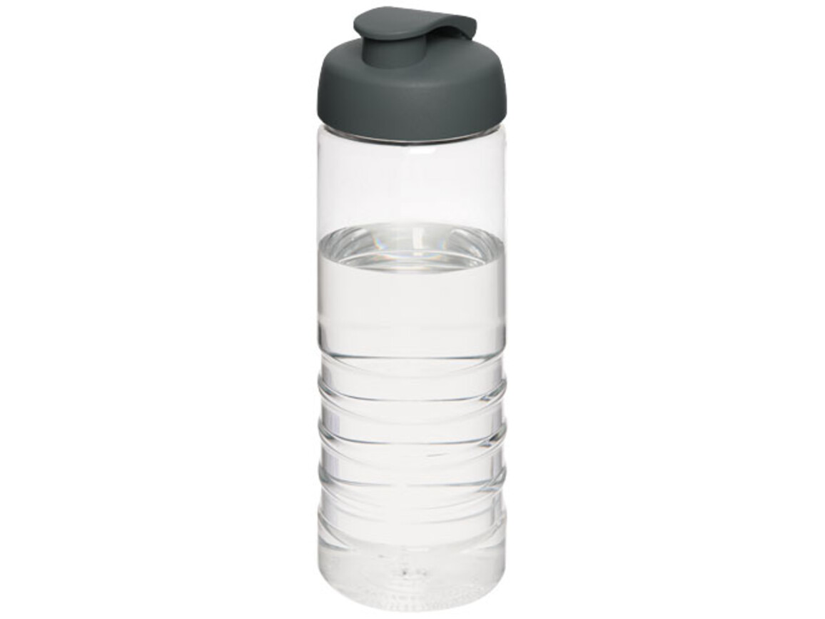 H2O Active® Treble 750 ml Sportflasche mit Klappdeckel, transparent, grau bedrucken, Art.-Nr. 21087912
