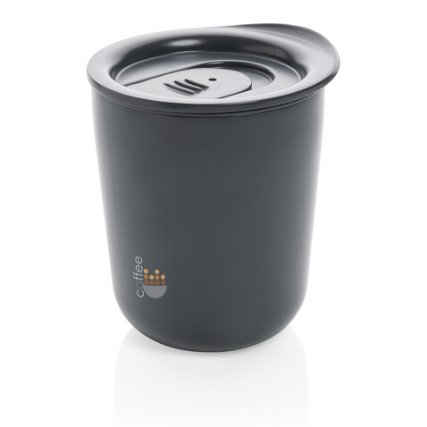 Antimikrobieller Kaffeebecher im klassischen Design grau bedrucken, Art.-Nr. P432.092 Antimikrobieller Kaffeebecher im klassischen Design grau bedrucken, Art.-Nr. P432.092