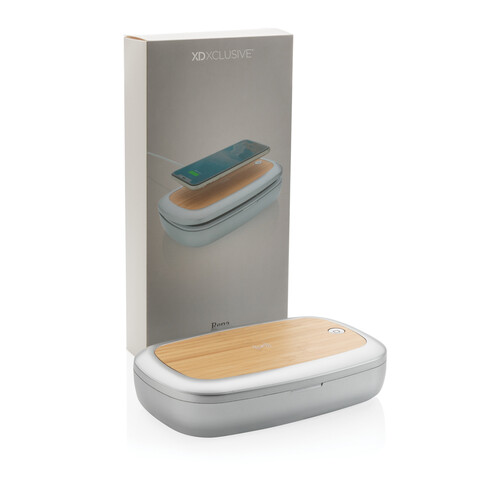Rena UV-C Sterilisations-Box mit 5W Wireless Charger grau bedrucken, Art.-Nr. P301.132 Rena UV-C Sterilisations-Box mit 5W Wireless Charger grau bedrucken, Art.-Nr. P301.132