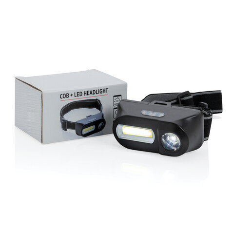 COB und LED Stirnlampe schwarz bedrucken, Art.-Nr. P518.041 COB und LED Stirnlampe schwarz bedrucken, Art.-Nr. P518.041