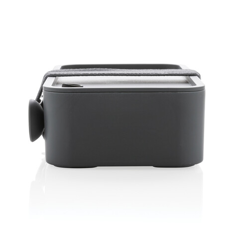 PP Lunchbox mit Göffel anthrazit bedrucken, Art.-Nr. P269.592