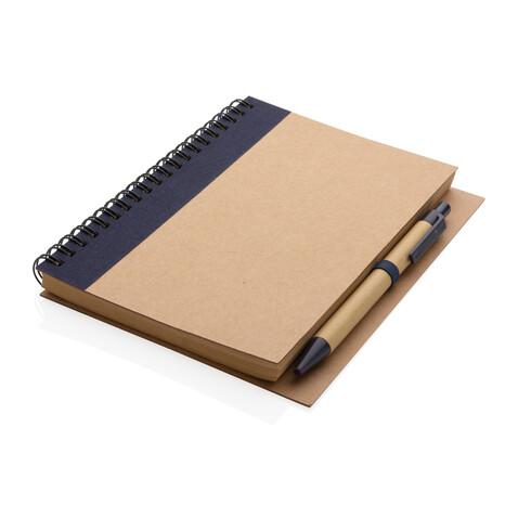 Kraft Spiral-Notizbuch mit Stift blau bedrucken, Art.-Nr. P774.265 Kraft Spiral-Notizbuch mit Stift blau bedrucken, Art.-Nr. P774.265