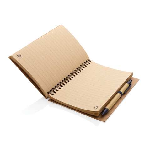 Kraft Spiral-Notizbuch mit Stift blau bedrucken, Art.-Nr. P774.265 Kraft Spiral-Notizbuch mit Stift blau bedrucken, Art.-Nr. P774.265